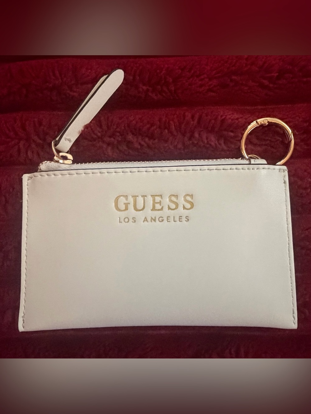 GUESS White Wristlet with Gold Logo